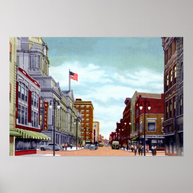 Póster Fort Wayne Indiana Calhoun Street (Frente)