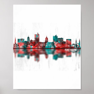Póster Fort Wayne Indiana Skyline
