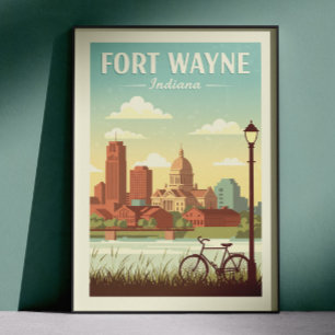 Póster Fort Wayne Indiana Vintage