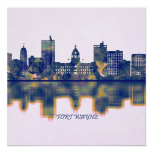 Póster Fort Wayne Skyline