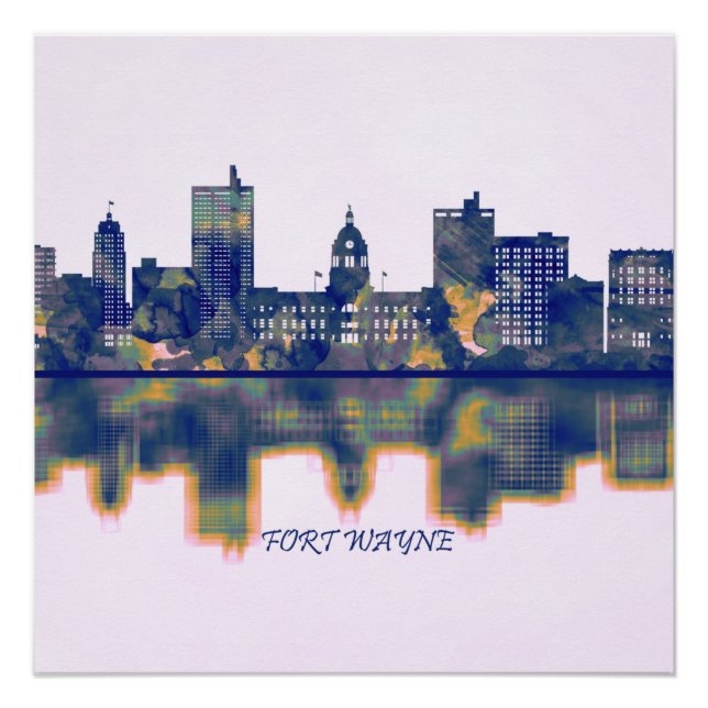 Póster Fort Wayne Skyline (Anverso)