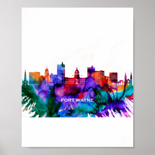 Póster Fort Wayne Skyline
