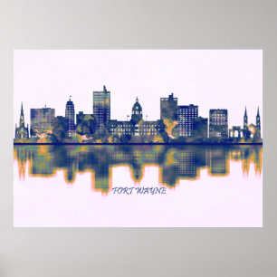 Póster Fort Wayne Skyline