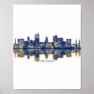 Póster Fort Wayne Skyline