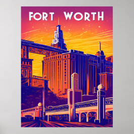 Póster Fort Worth, ciudad en colores vibrantes, viajes