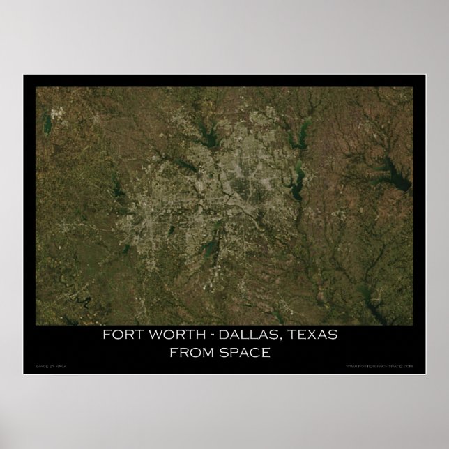 Póster Fort Worth - Dallas, Texas From Space (Frente)