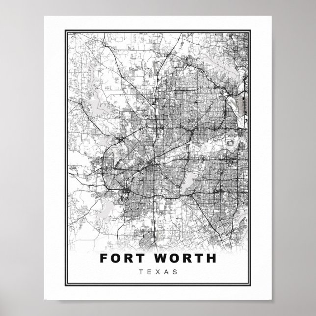 Póster Fort Worth Map (Frente)