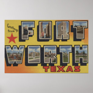 Póster Fort Worth, Texas - Escenas de letras grandes