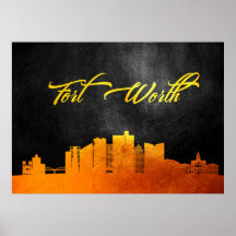 Fort Worth Texas Gold Skyline
