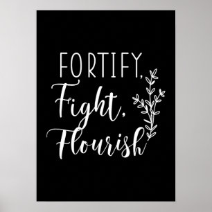 Póster Fortify, Fight, Flourish - Hustle, Gimnasio, Éxito