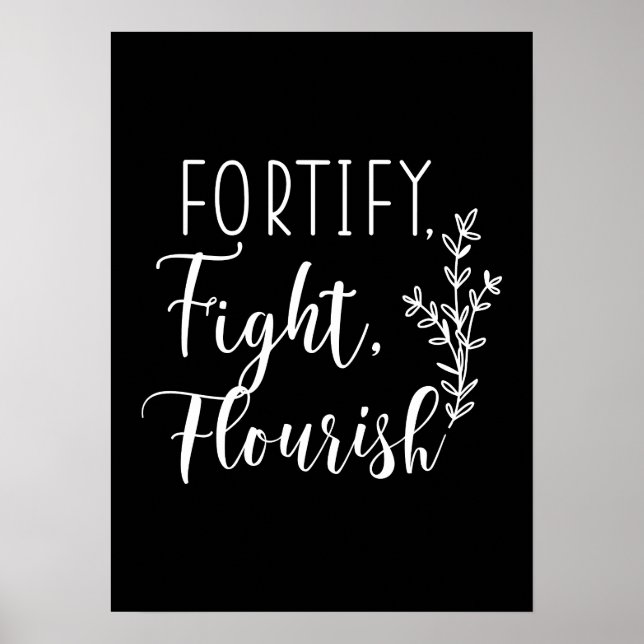 Póster Fortify, Fight, Flourish - Hustle, Gimnasio, Éxito (Frente)