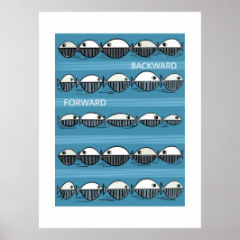 Póster Forward and Backward – Minimal Fish Pattern Poster