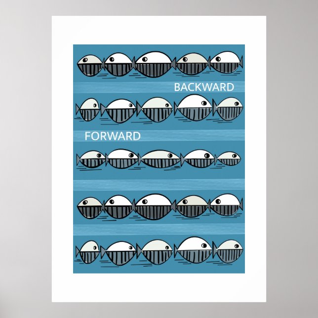 Póster Forward and Backward – Minimal Fish Pattern Poster (Frente)
