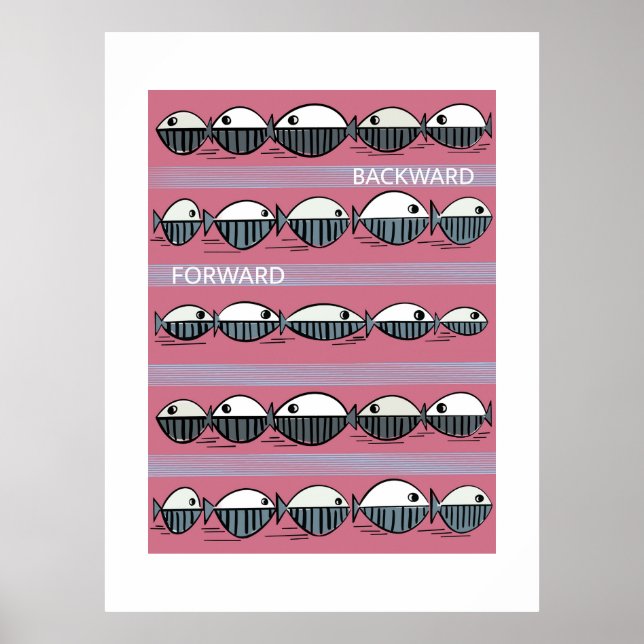 Póster Forward and Backward – Minimal Fish Pattern Poster (Frente)