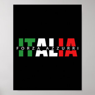 Póster Forza Azzurri Italia Calcio Fútbol Amistoso Parte