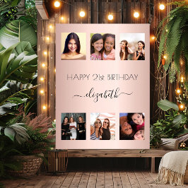 Póster Fósforo de cumpleaños rosa oro BFF