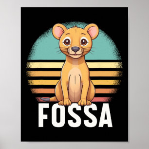 Póster Fossa Animal Graphic Colorful Retro Sunset Madagas
