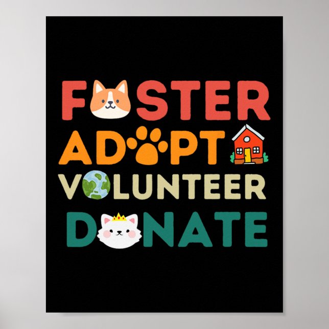 Póster Foster adopta voluntariado donando refugio de resc (Frente)