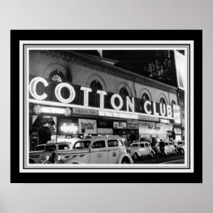 Póster Foto 16 x 20 del club del algodón del vintage B&W