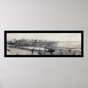 Póster Foto 1938 de la orilla del lago de Chicago