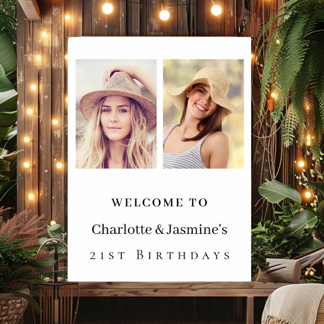 Póster Foto 2 personas cumpleaños moderno bienvenida (Subido por el creador)