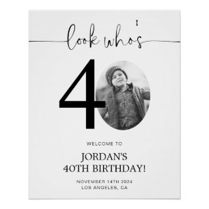 Póster Foto 40.º Signo de bienvenida de cumpleaños Mira