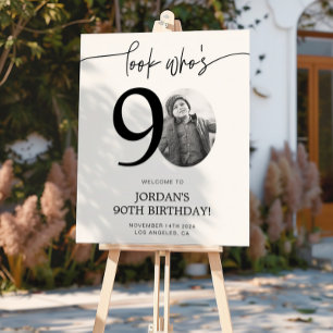 Póster Foto 90º Signo de bienvenida de cumpleaños   Mira 