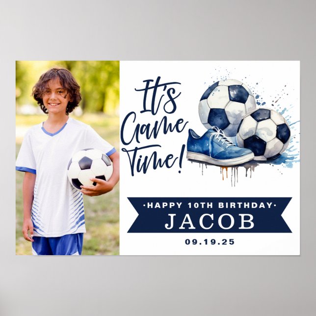 Póster Foto acuática de niños de la Marina Blue Soccer (Frente)