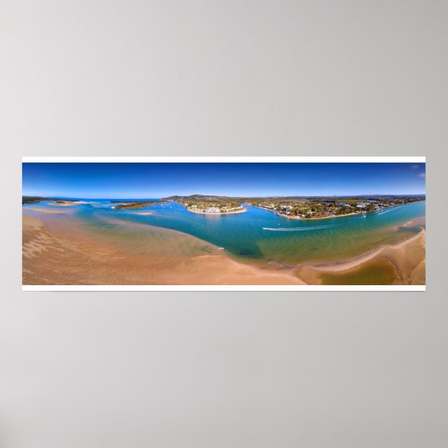 Póster Foto aérea del río Noosa Panorama (Frente)