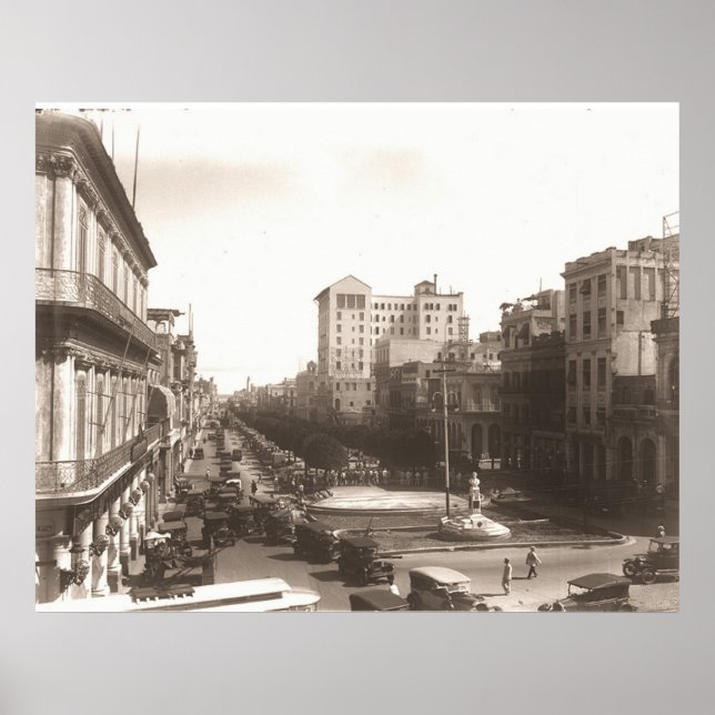 Póster Foto Antigua de El Prado de La Habana de 1920 (Frente)