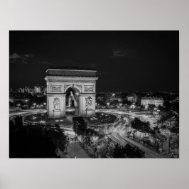 Póster Foto Arco de Triomphe París en blanco y negro