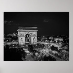 Póster Foto Arco de Triomphe París en blanco y negro