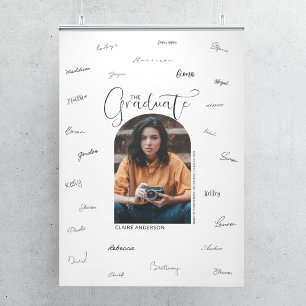 Póster Foto arqueada de graduado Firma de graduación