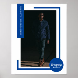 Póster Foto azul de graduación moderna