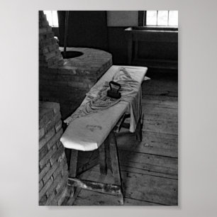 Póster Foto blanco y negro del tablero antiguo del hierro