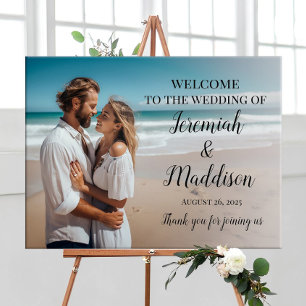 Póster Foto boda de bienvenida signo de caligrafía elegan