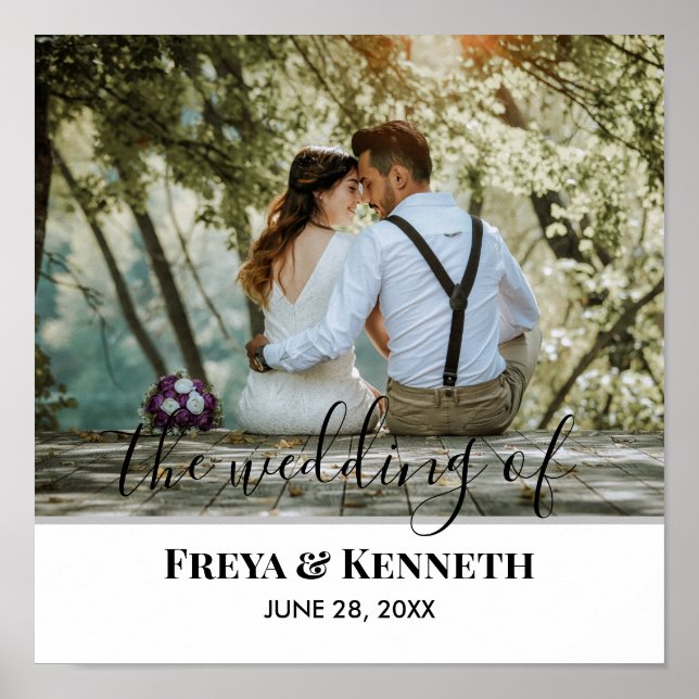 Póster Foto Boda personalizada con caligrafía moderna (Frente)