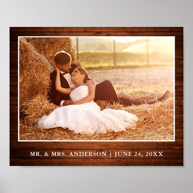 Póster Foto Boda Rustic Wood Style (Frente)