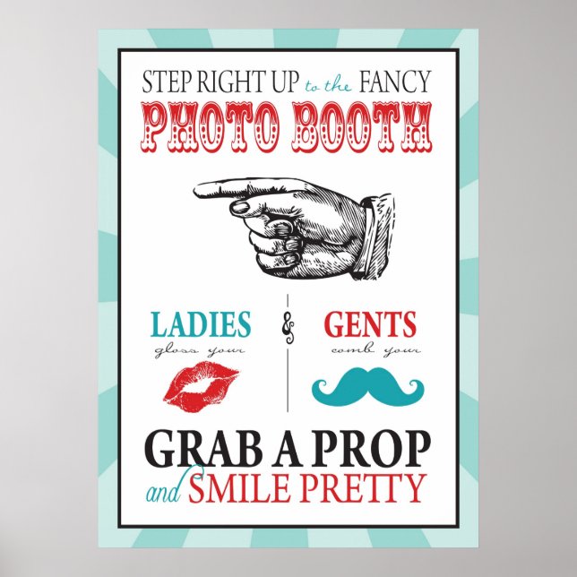 Póster Foto Booth Rótulo del Circo de Carnaval Cumpleaños (Frente)