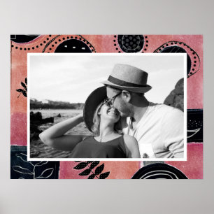 Póster Foto Botánica Abstracta Moderna Rosa y Negra