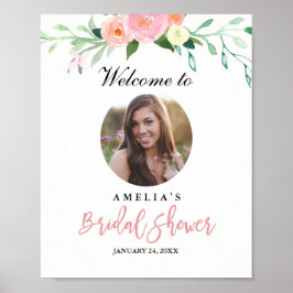 Póster Foto Bridal Shower Welcome Sign Botanic