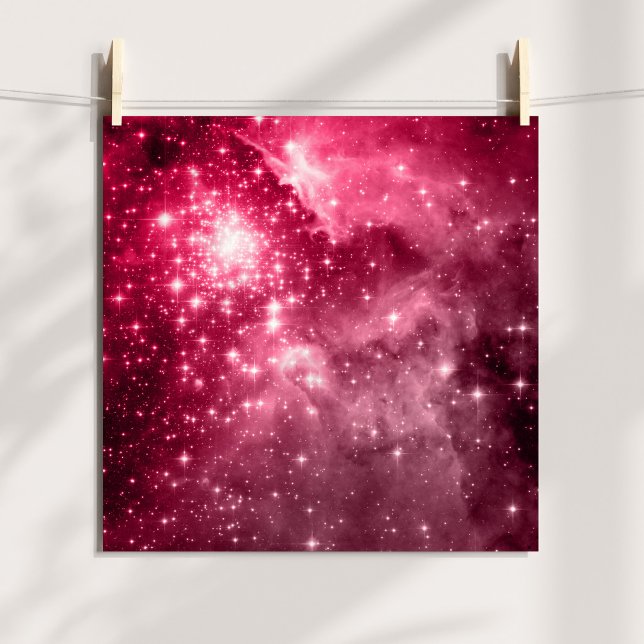 Póster Foto Celestial Tinta de Estrellas Frambuesa (Raspberry Stars Tinted Celestial Photo Poster)