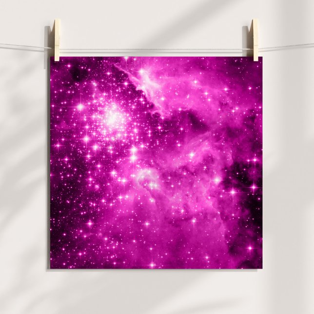 Póster Foto Celestial Tinta de Estrellas Rosadas (Pink Stars Tinted Celestial Photo)