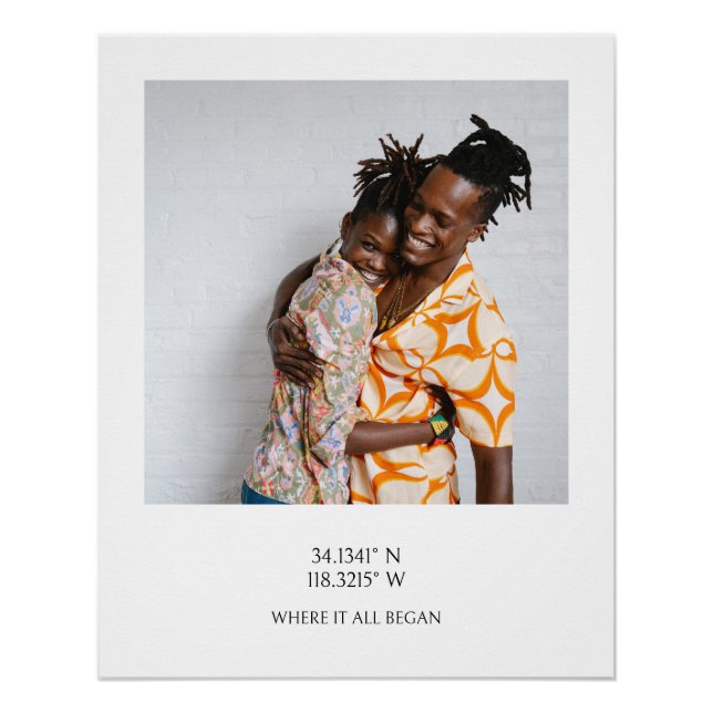 Póster Foto con coordenadas GPS y foto personalizada (Anverso)