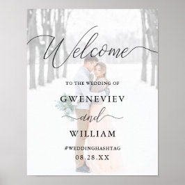 Póster Foto con signo de bienvenida del Boda de caligrafí
