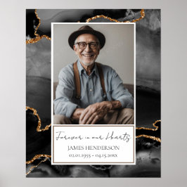 Póster Foto conmemorativa de mármol negro y oro