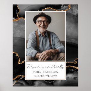 Póster Foto conmemorativa de mármol negro y oro