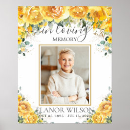 Póster Foto conmemorativa del funeral floral amarillo