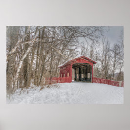 Póster Foto cubierta de la Nieve Roja del puente