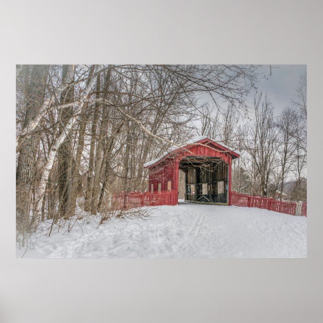 Póster Foto cubierta de la Nieve Roja del puente (Frente)